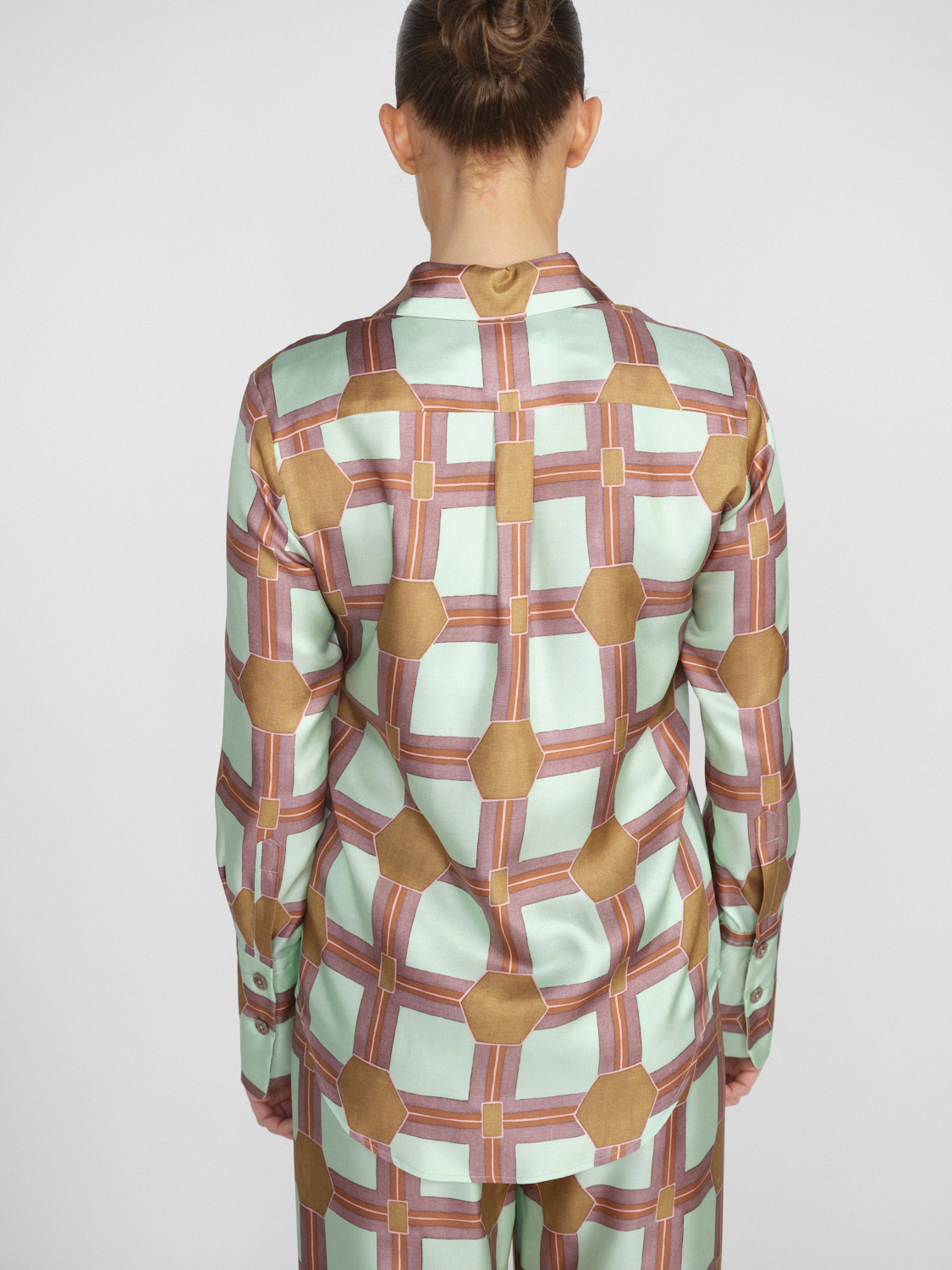 Odeeh Seidencrêpe-Bluse mit graphischem Muster   mehrfarbig 40