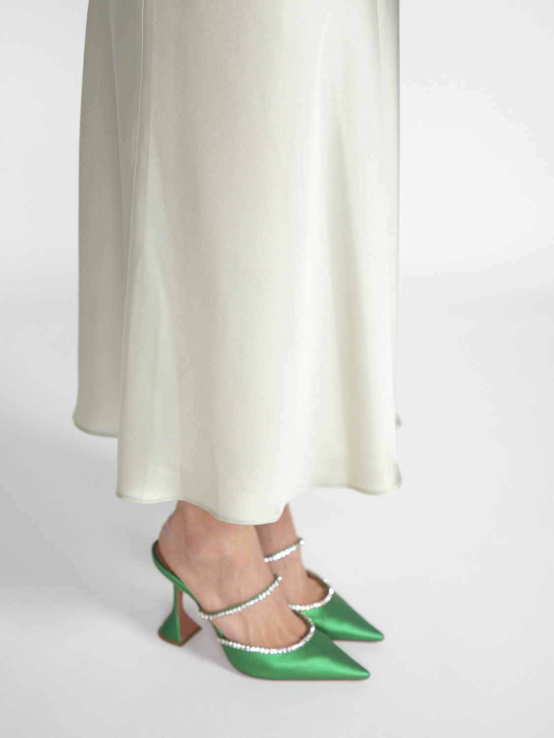 SIYU Lisos Seda - Featherlight satin midi skirt  mint 34