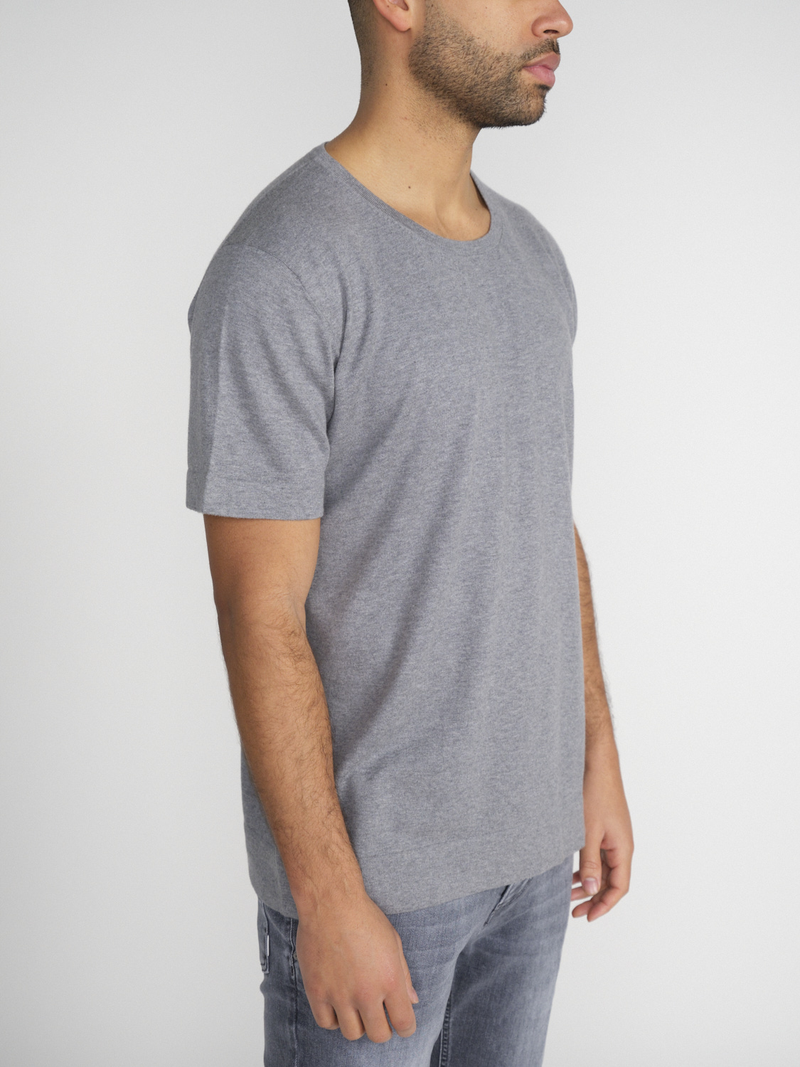 Dondup Loose, rib-knit cotton T-shirt  grey 48