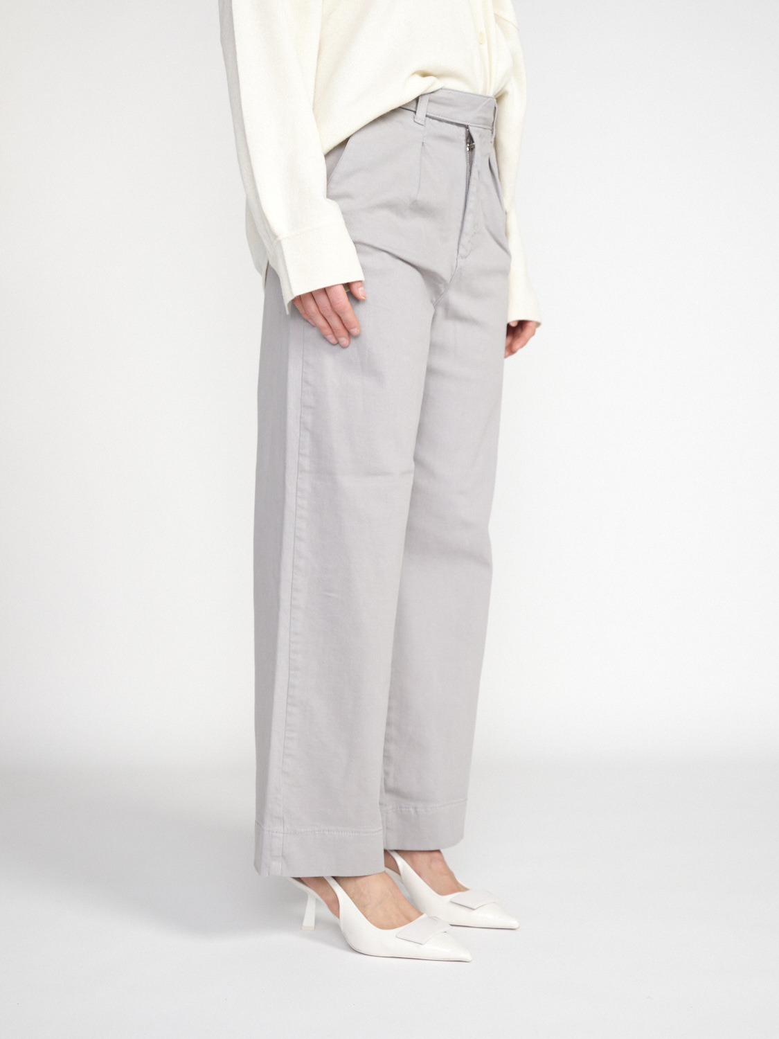 Gitta Banko Lola - Stretchy wide-leg cotton denim  grey XS/S