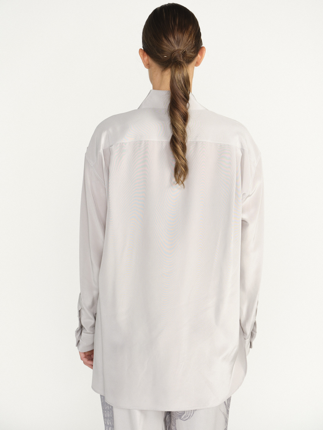 Nili Lotan Julien Silk Shirt - Loose fitting silk blouse grey M