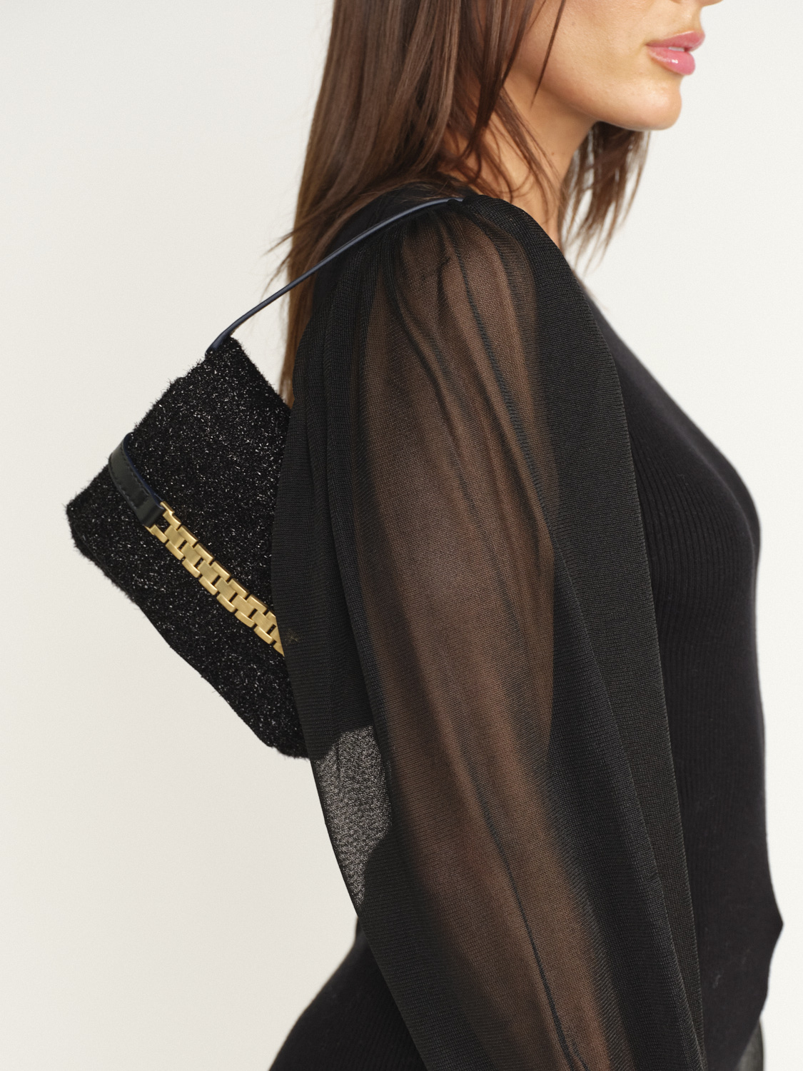 Victoria Beckham Mini Chain - Handbag with Golden Closure black One Size