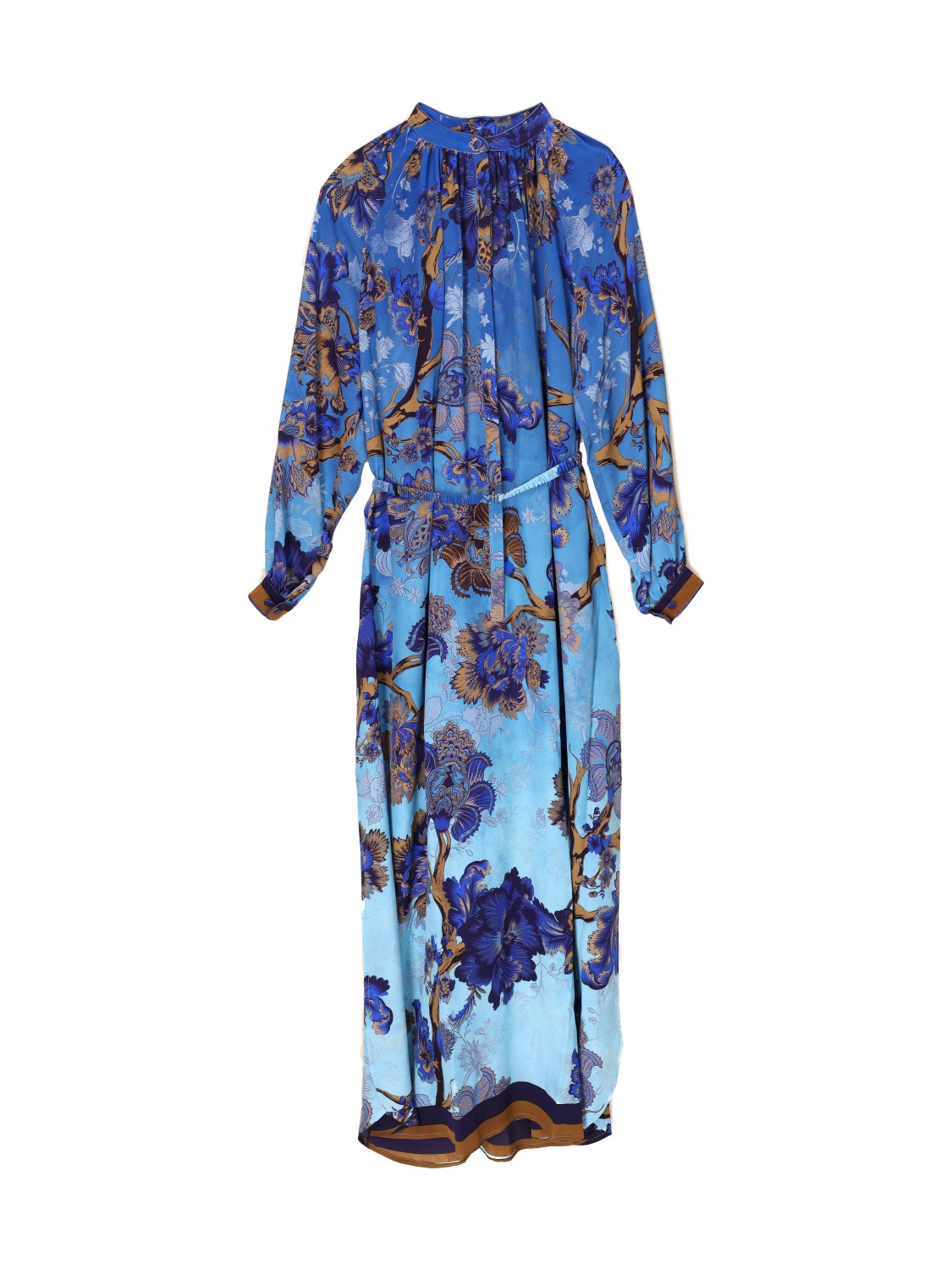 For restless sleepers Silk maxi dress with floral design  blue M