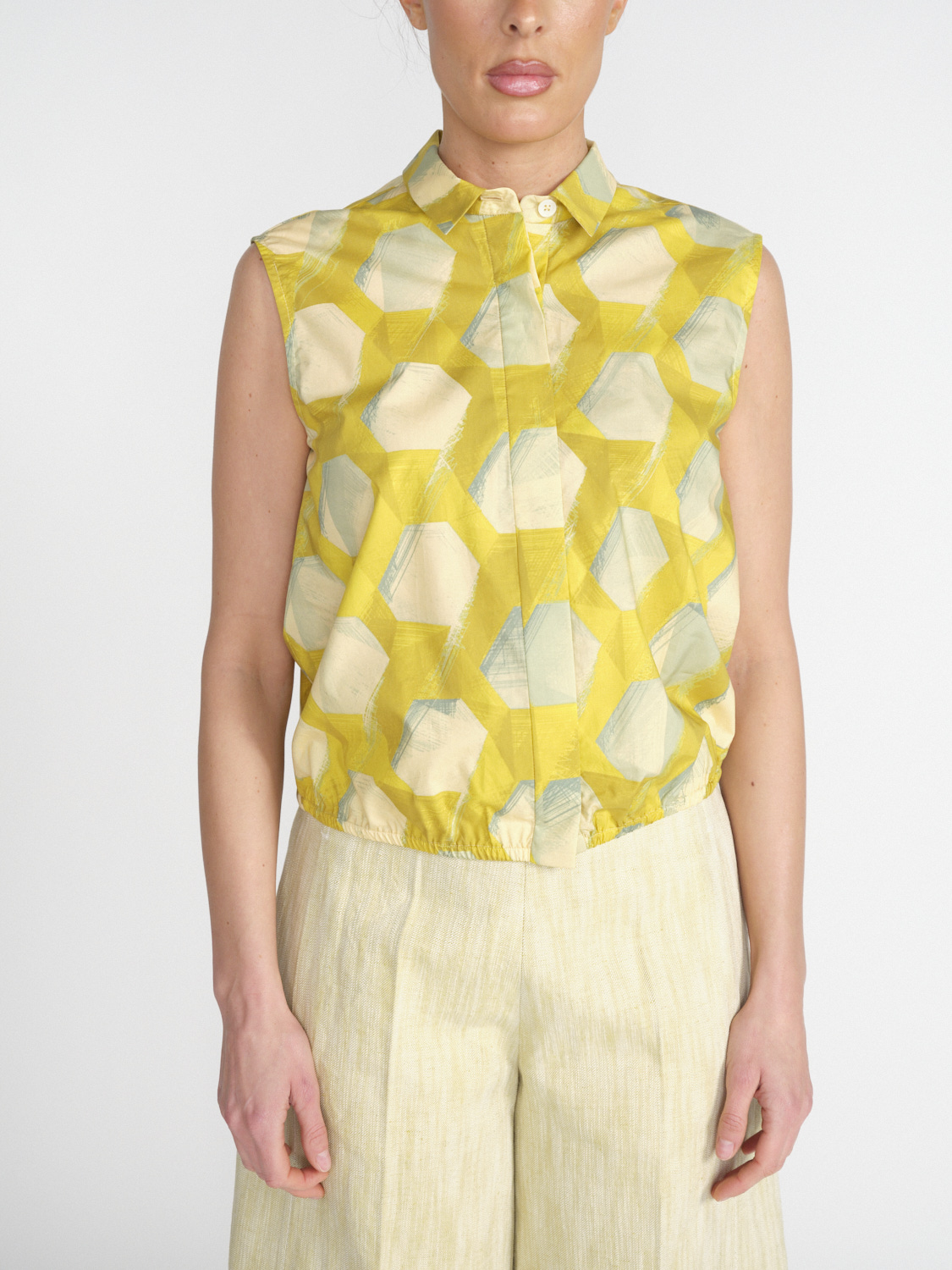 Odeeh Baumwoll-Bluse mit Gummizug 	  amarillo 36