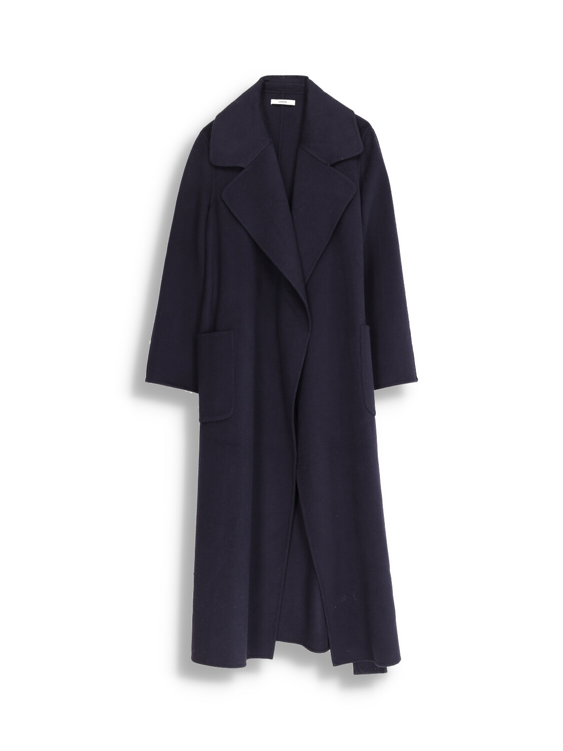 Coat with open lapels in virgin wool