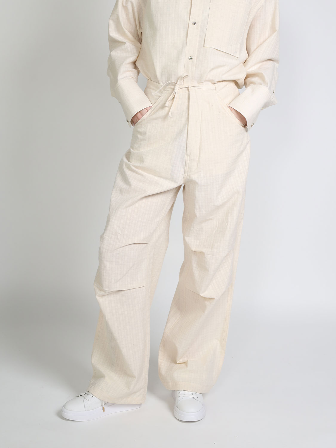 Darkpark Daisy Comfort Suit Pants - Flared pants with drawstring   creme 38