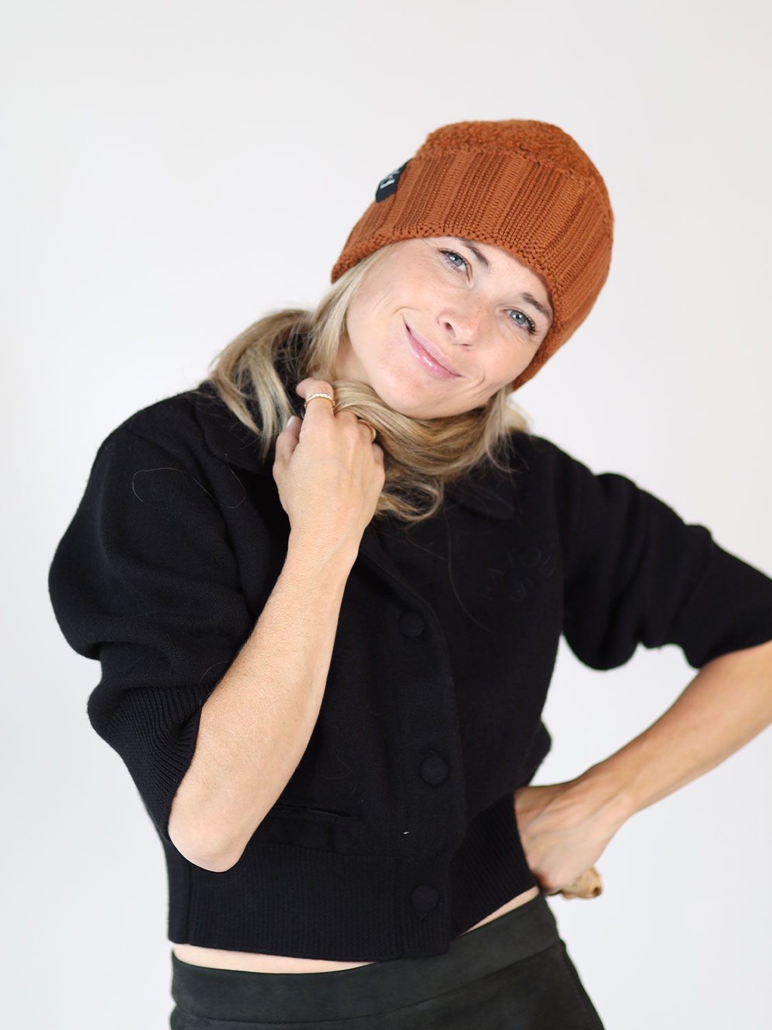 Patou Wool hat with patch orange One Size