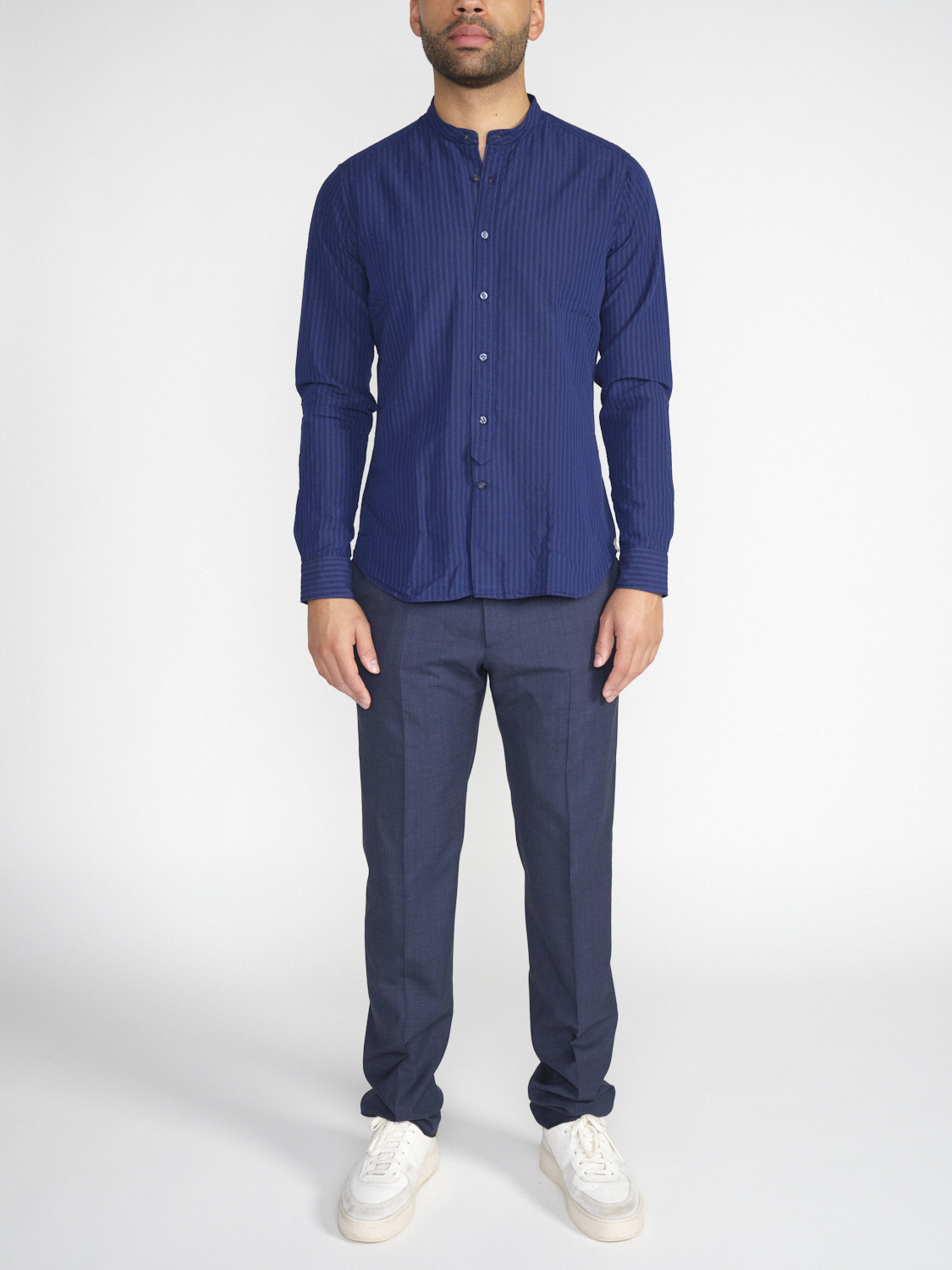 Tintoria Mattei 954 Cotton and linen shirt  marine 40