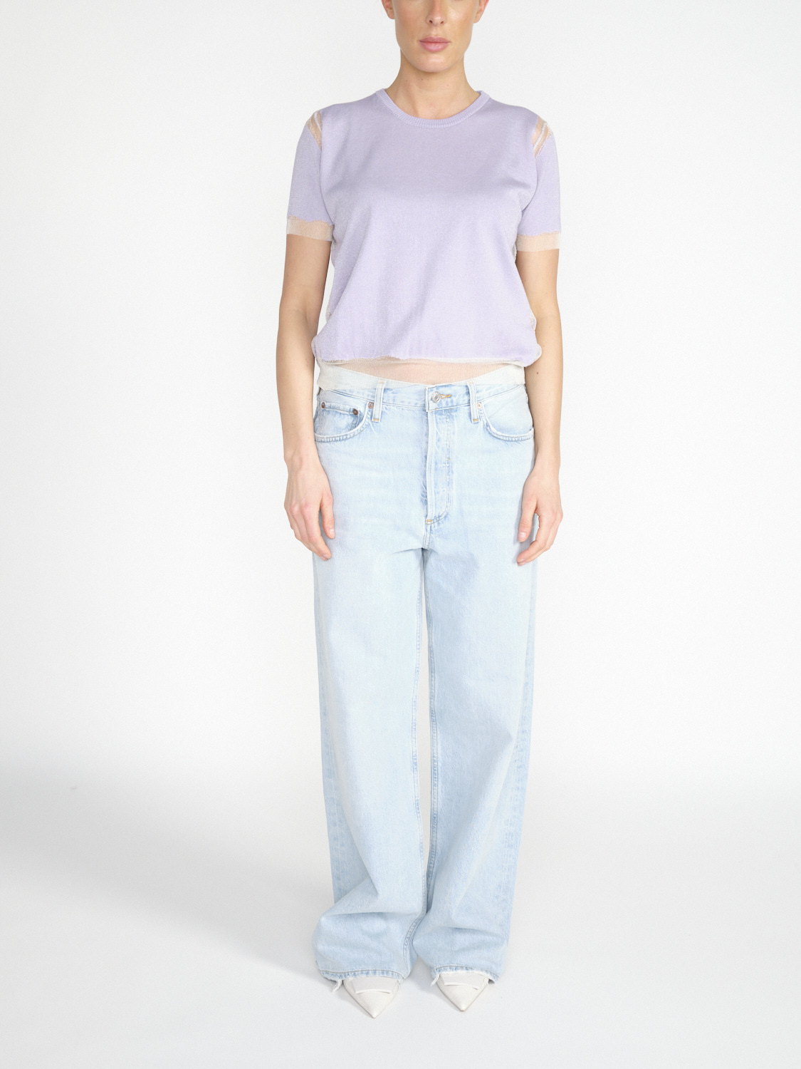 Roberto Collina Devore – Shirt mit transparenten Details  morado S