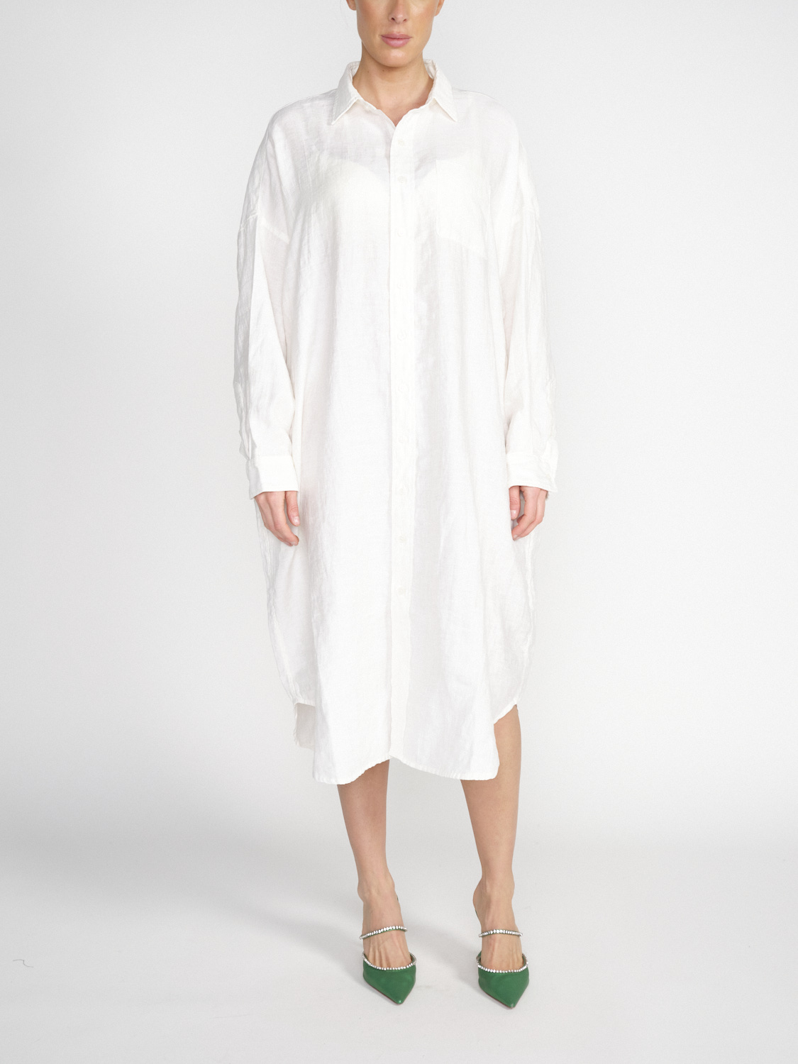 R13 Jumbo – Oversized blouse dress made from a linen blend  white XS/S