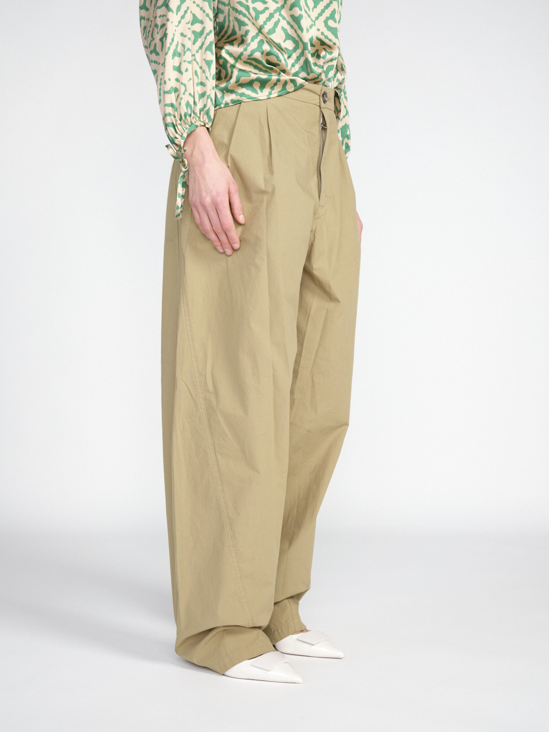 Darkpark Phebe oversized cotton wide leg trousers  beige M/L