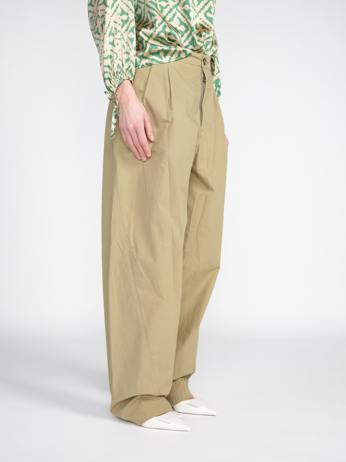 Darkpark Phebe - Pantaloni a gamba larga in cotone oversize   beige XS/S