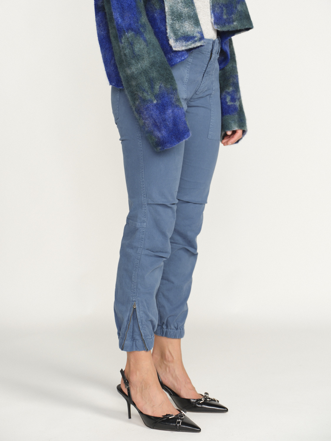 Nili Lotan Cropped - Pantalon ¾ avec de grandes poches en coton bleu 34