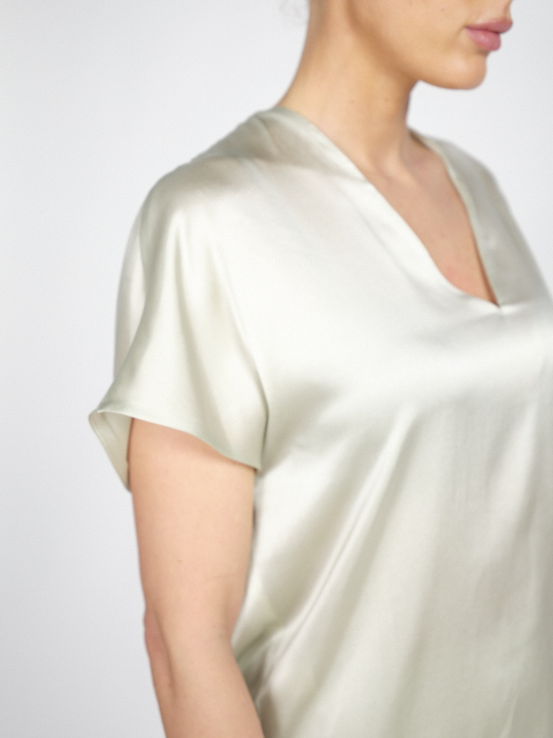 SIYU Lisos Seda - Lightweight satin stretch shirt blouse   mint 34