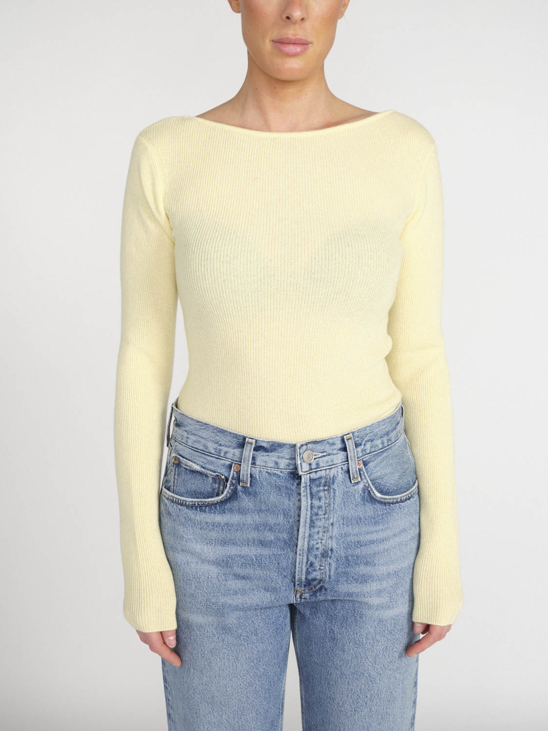 Lisa Yang Juliette - Maglia in cashmere con ampio scollo sulla schiena  giallo XS/S