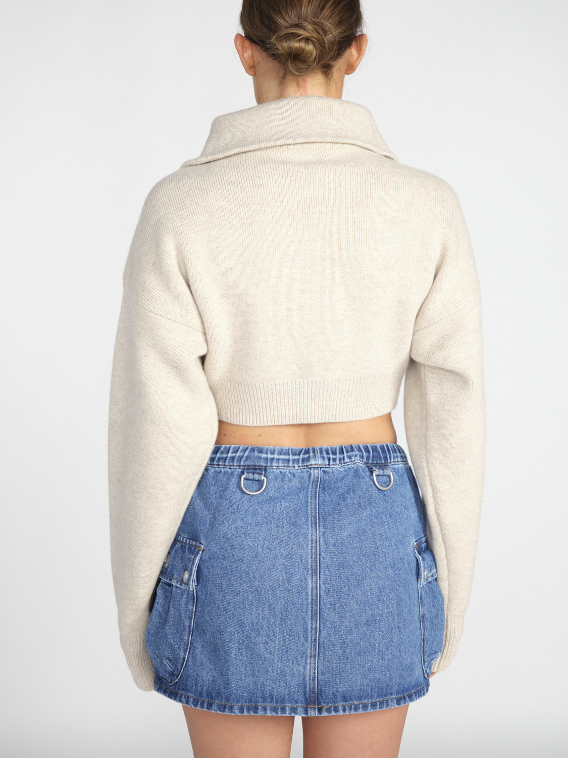 Coperni Half-Zip Sweater – Cropped Virgin wool sweater  beige XS