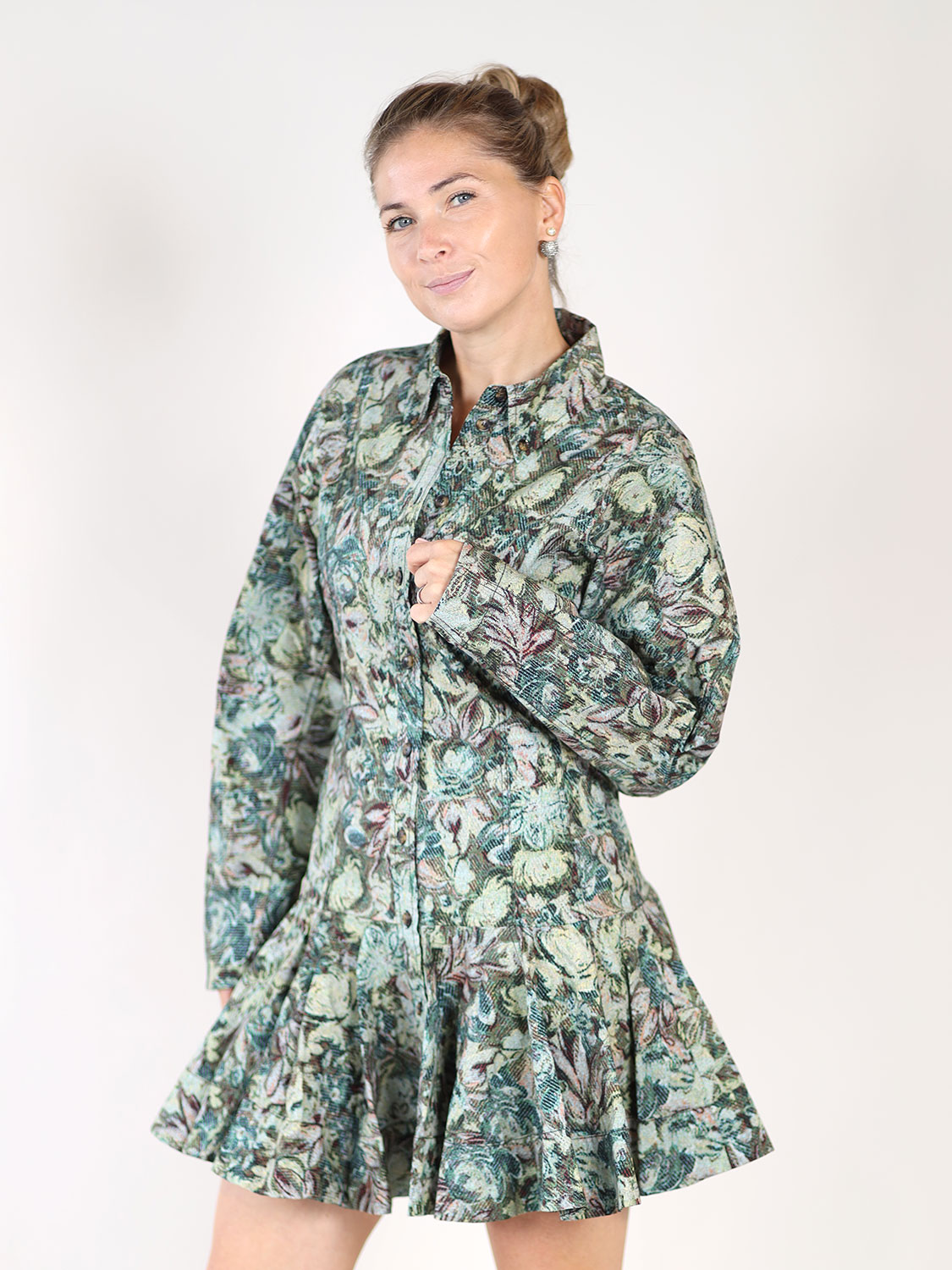 Ganni Printed – Printed shirt dress mehrfarbig 34