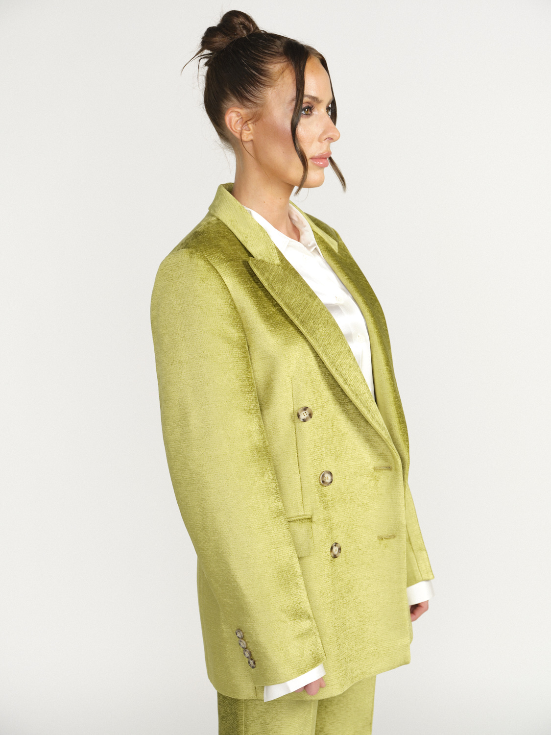 Victoria Beckham Lux Chenille Blazer - Blazer de doble botonadura verde 38