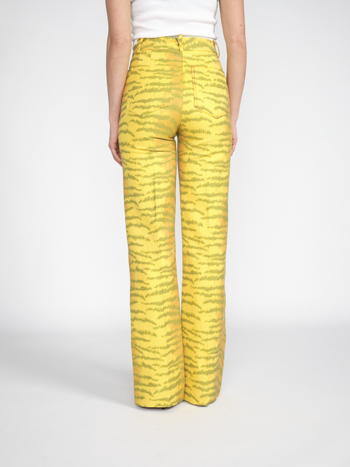 Victoria Beckham Alina Trouser – flared jacquard trousers in cotton blend  gelb 36
