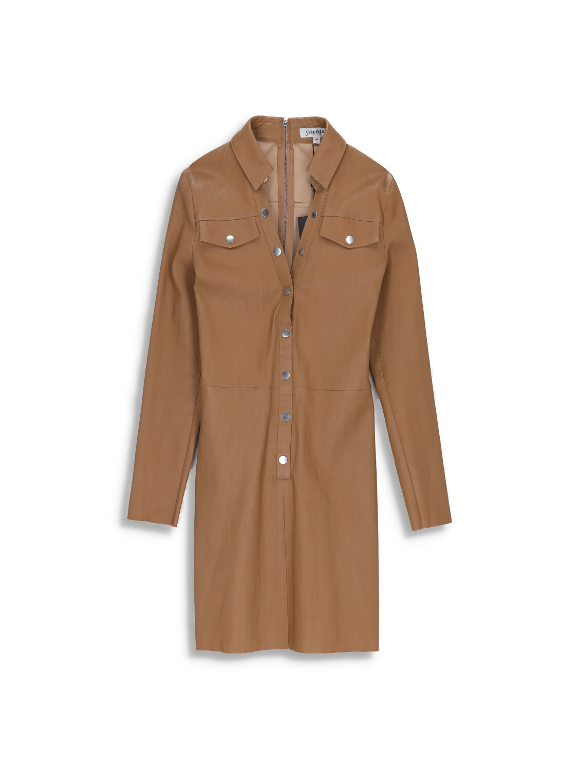 Zoe - Leather Button Detail Mini Dress