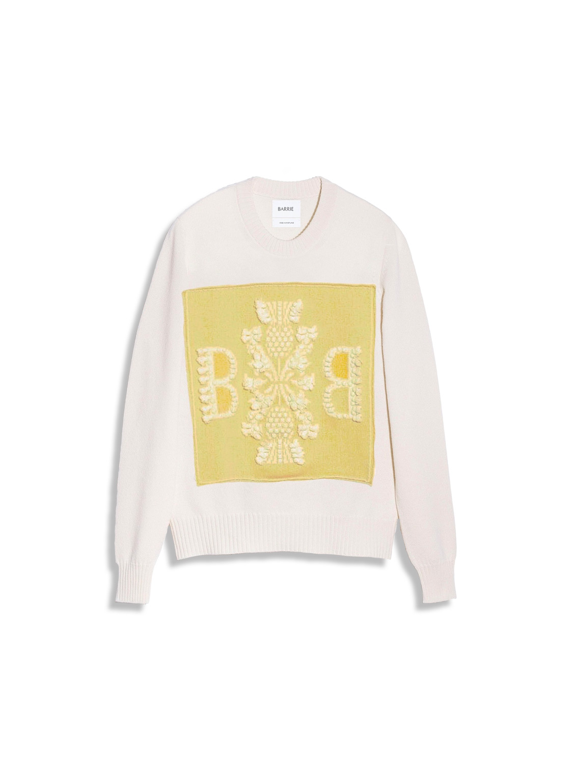 Sweater with Barrie Logo Cashmere Patch - Cotton Sweater with Cashmere Logo