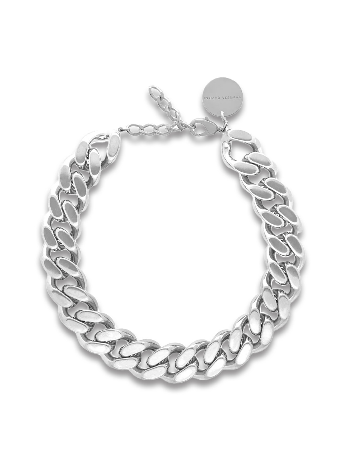 Vanessa Baroni Flat Chain Necklace – Kette aus Flachpanzerketten silber One Size