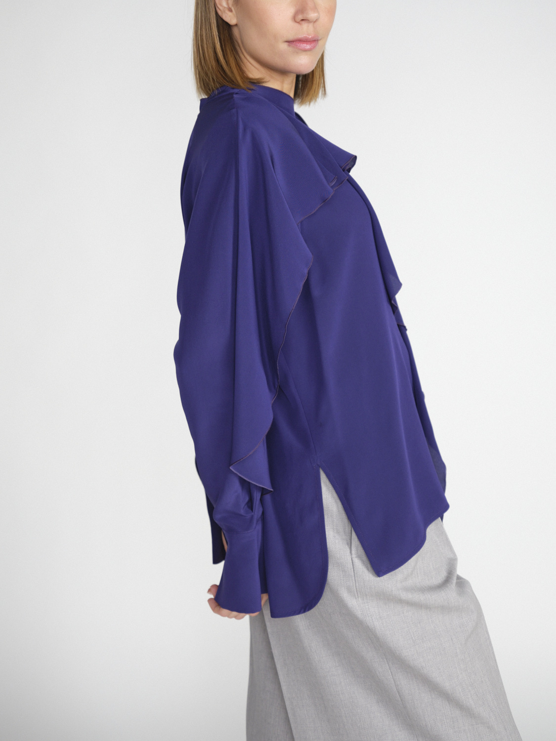 Victoria Beckham Romantic - Blusa de crêpe de seda con detalles de volantes   morado 36