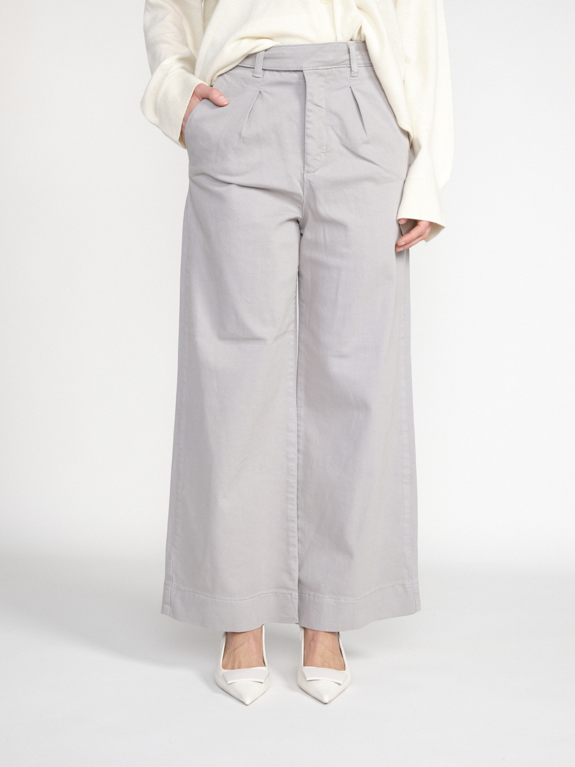 Gitta Banko Lola - Stretchy wide-leg cotton denim  grey XS/S