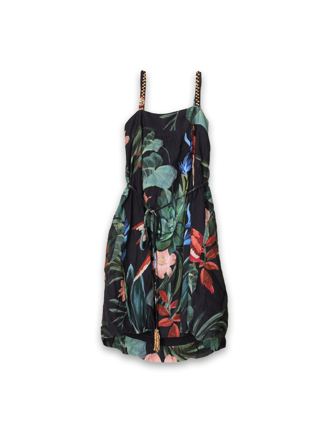 Midnight Macaw tropical print mini dress 