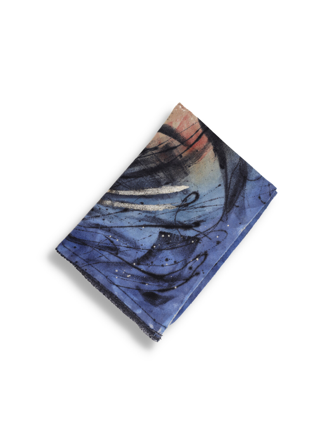 Faliero Sarti Plaid Storm - Rectangular scarf with gold details in wool and cashmere blue One Size