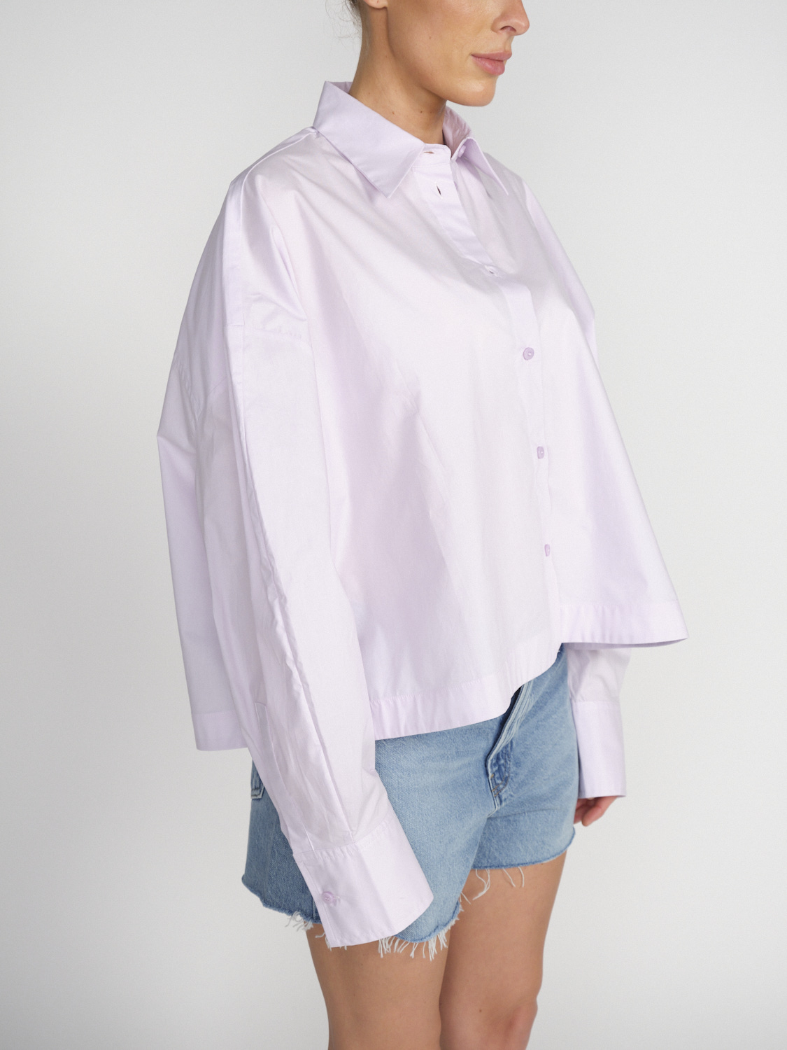 Roberto Collina Camicia Boxy – Blouse en coton oversized avec longueur raccourcie lila S