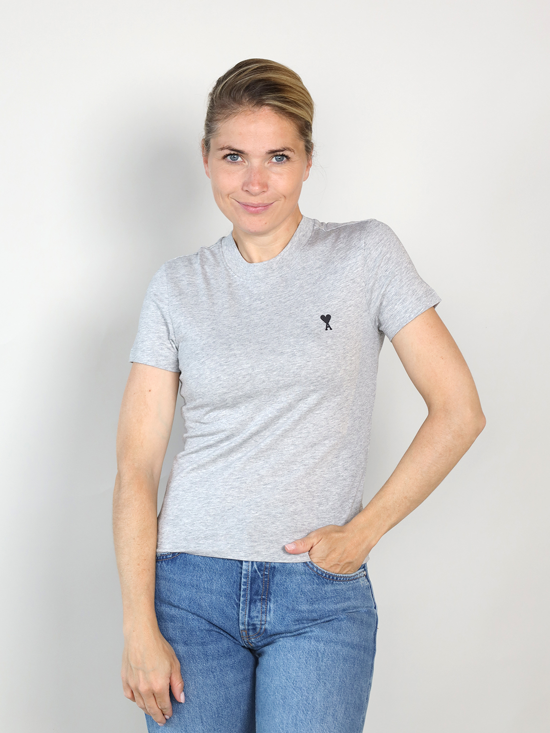 Ami Paris  Ami de Coeur – T-Shirt aus Baumwolle  grau XXS