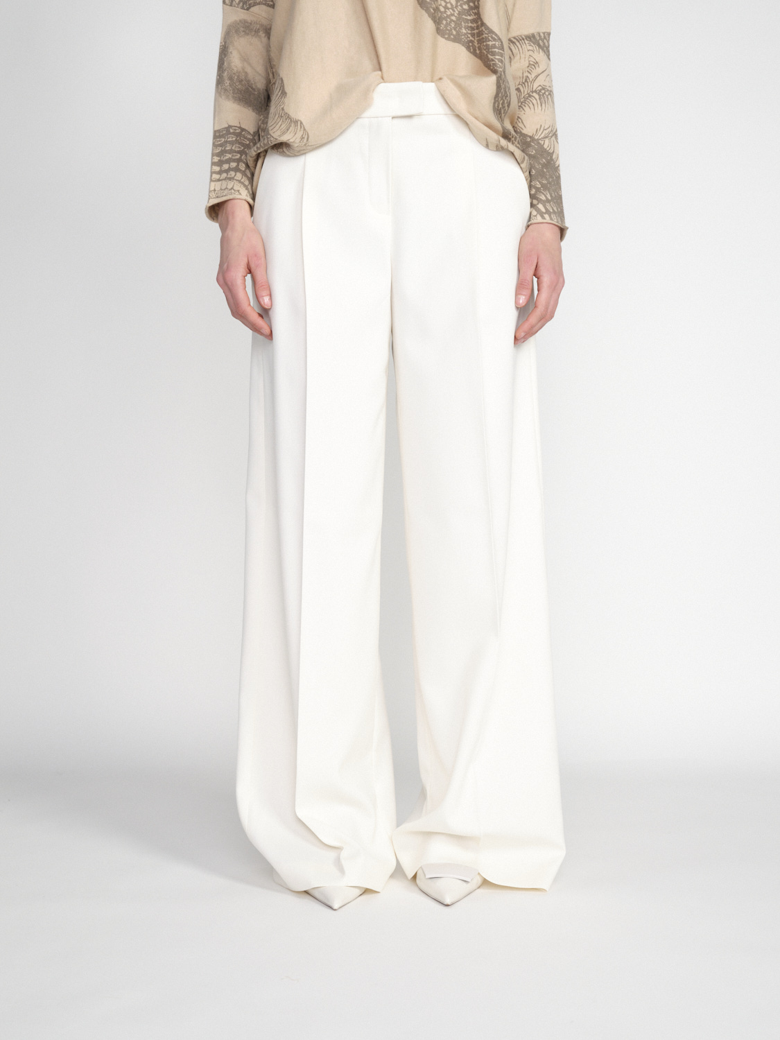 Seductive Stretchy wide-leg pleated trousers  white 40