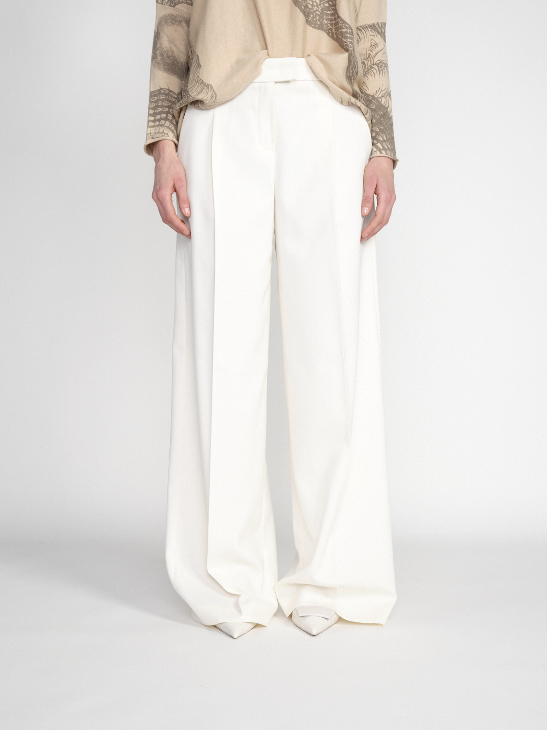Seductive Stretchy wide-leg pleated trousers  white 46
