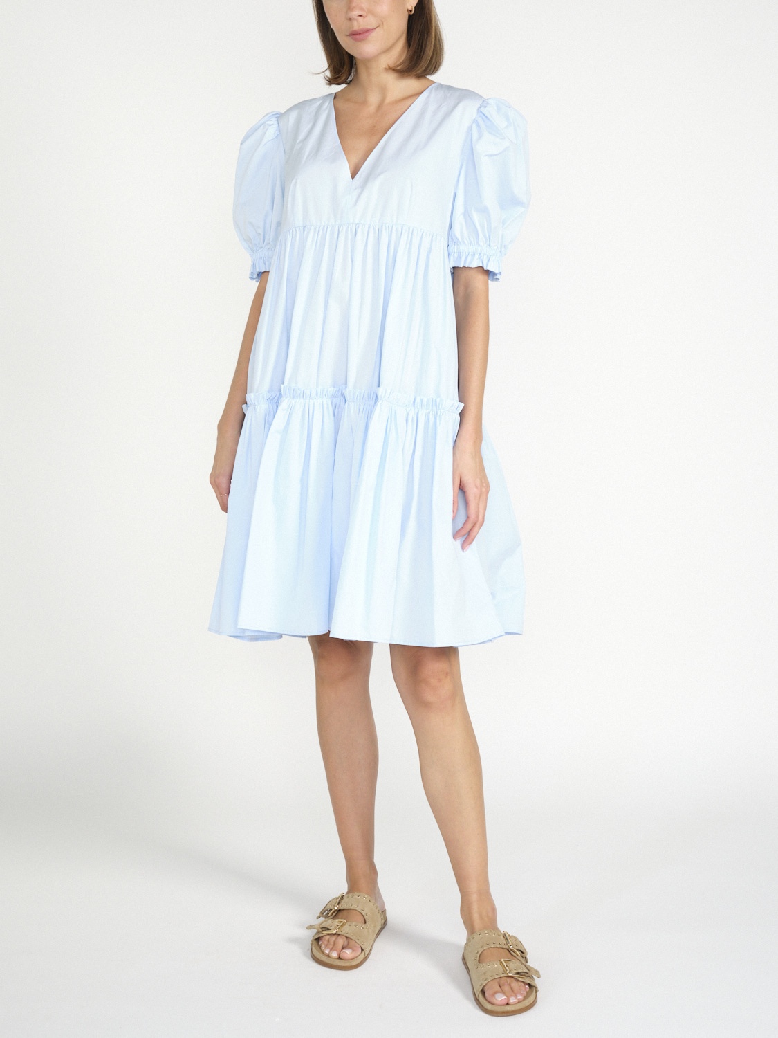 Nina Ricci Babydoll in popeline - mini abito in cotone   36 hellblau