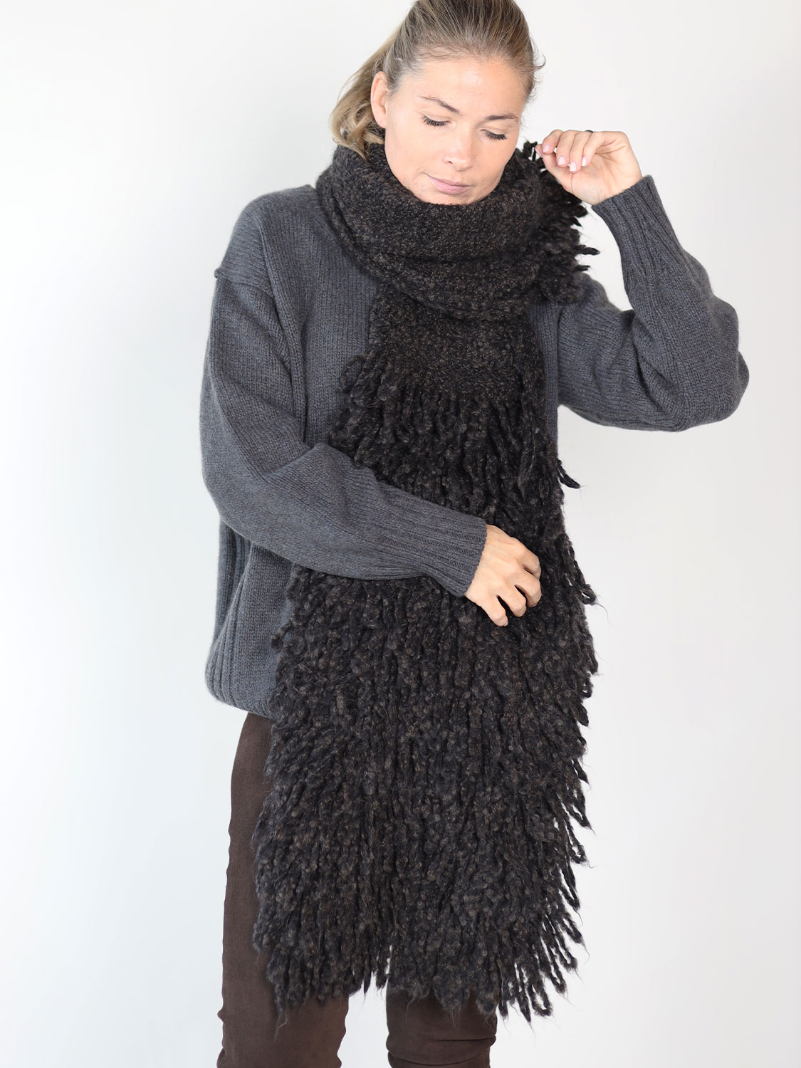 Antonia Zander Fjord Scarf – Schal aus Baby Alpaca  schwarz One Size