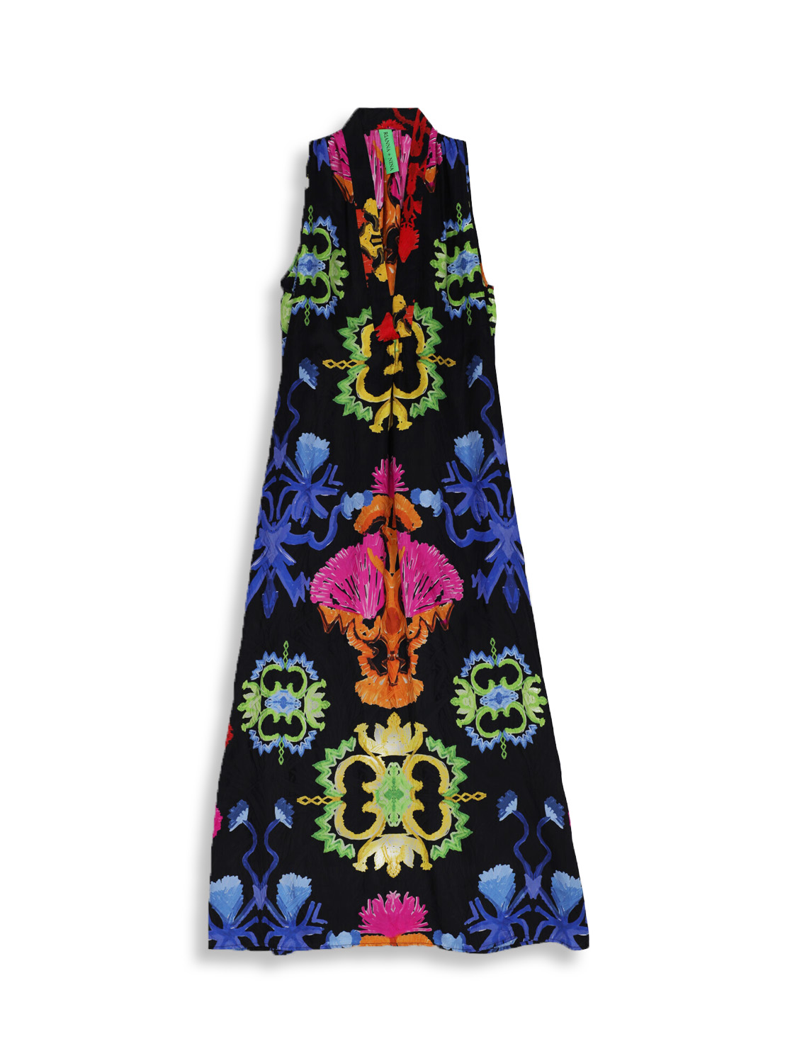 Mesogios Dress Sifnos - Wide silk midi dress with graphic prints