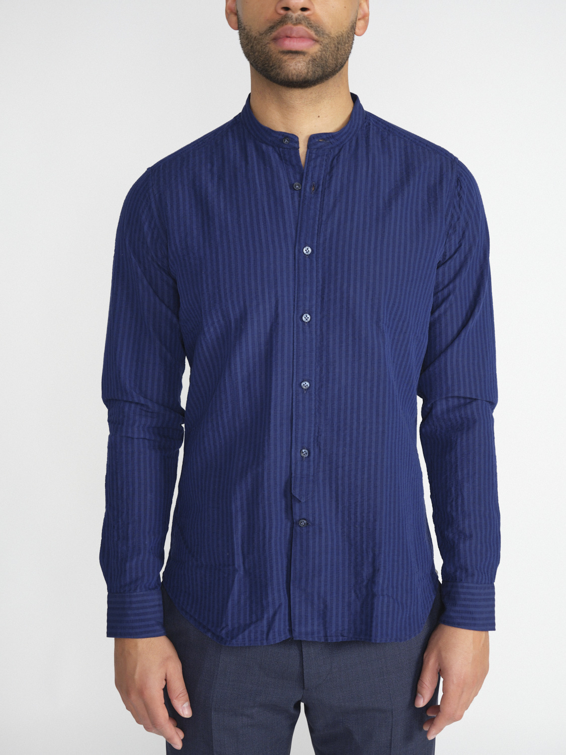 Tintoria Mattei 954 Cotton and linen shirt  marine 42