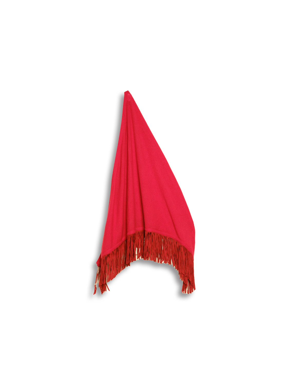 Triangolo camoscio - Triangular cape with fringes details 