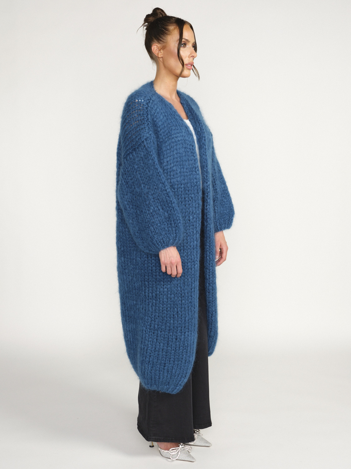 Maiami Mohair Big Coat - Cardigan con ampie maniche in mohair blu Taglia unica