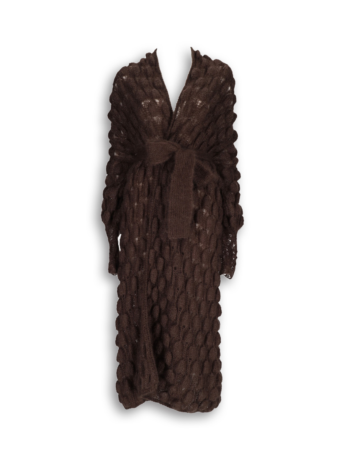 Letanne Emma Aline Lace Coat - Angora wool and silk cardigan brown