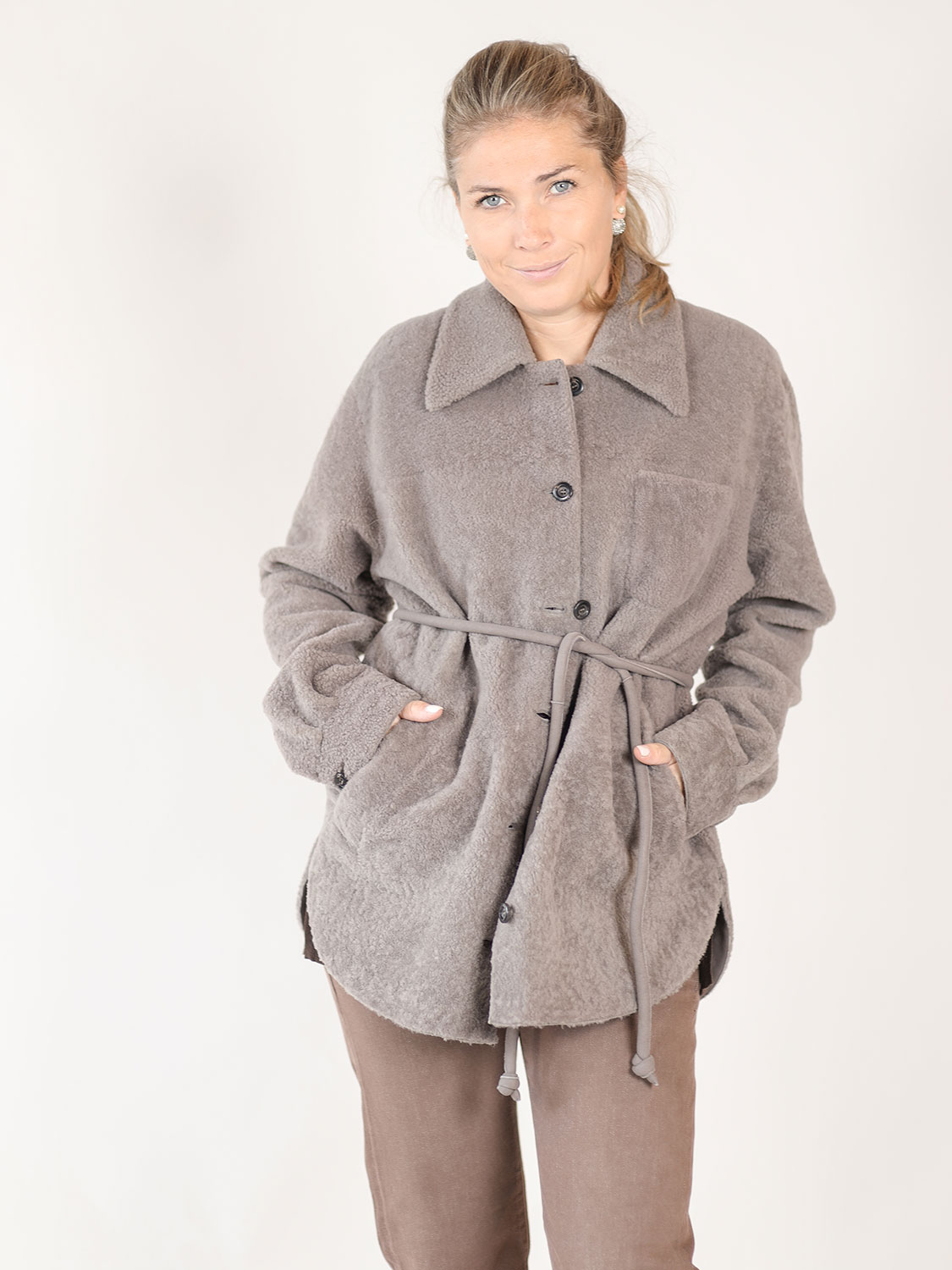 Blancha Light Curly – Shearling Jacket grey 34