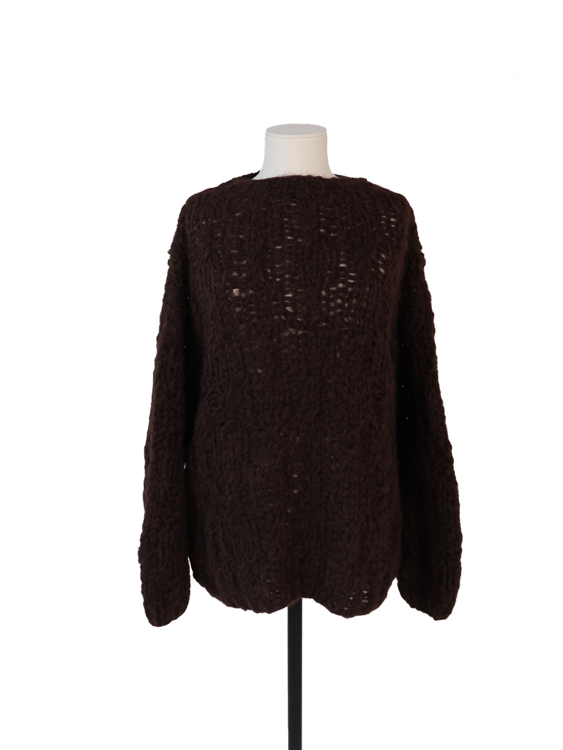 Maiami Alpaka Pullover mit Zopfmuster  braun S/M