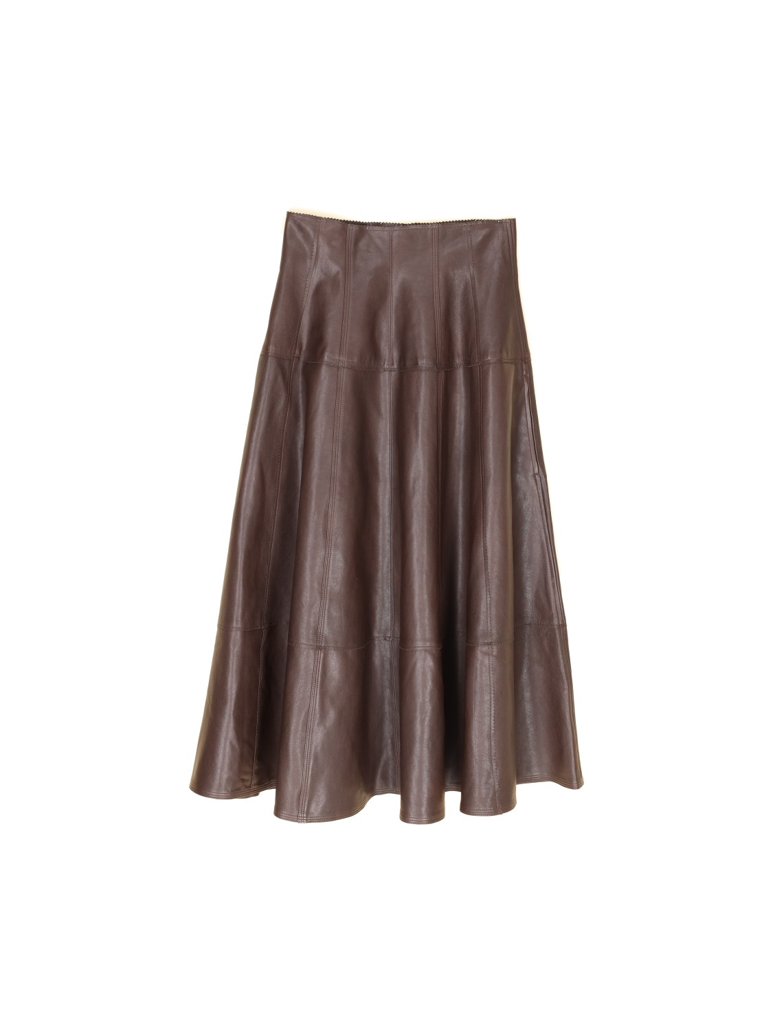 Ulla Johnson Francesca – Swinging midi skirt in lamb leather  brown 34