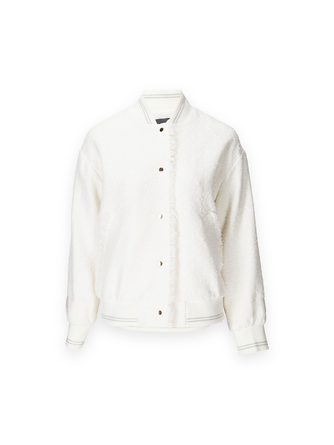 Lorena Antoniazzi Casual tweed bomber jacket with glitter details loui.rocks