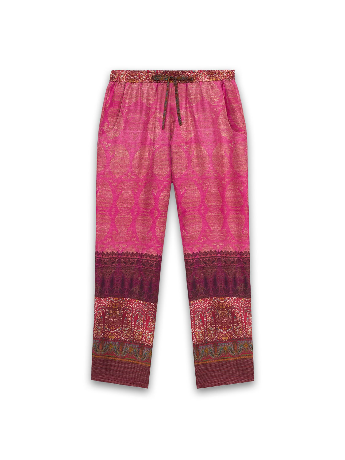 Pierre Louis Mascia Aloe – Seiden-Hose mit orientalischem Muster   rot S