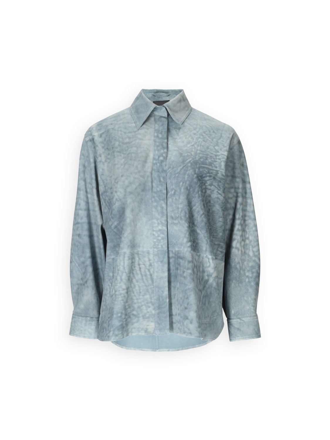 Arma Sofia - Camicia oversize in pelle con lavaggio scuro   blu 34