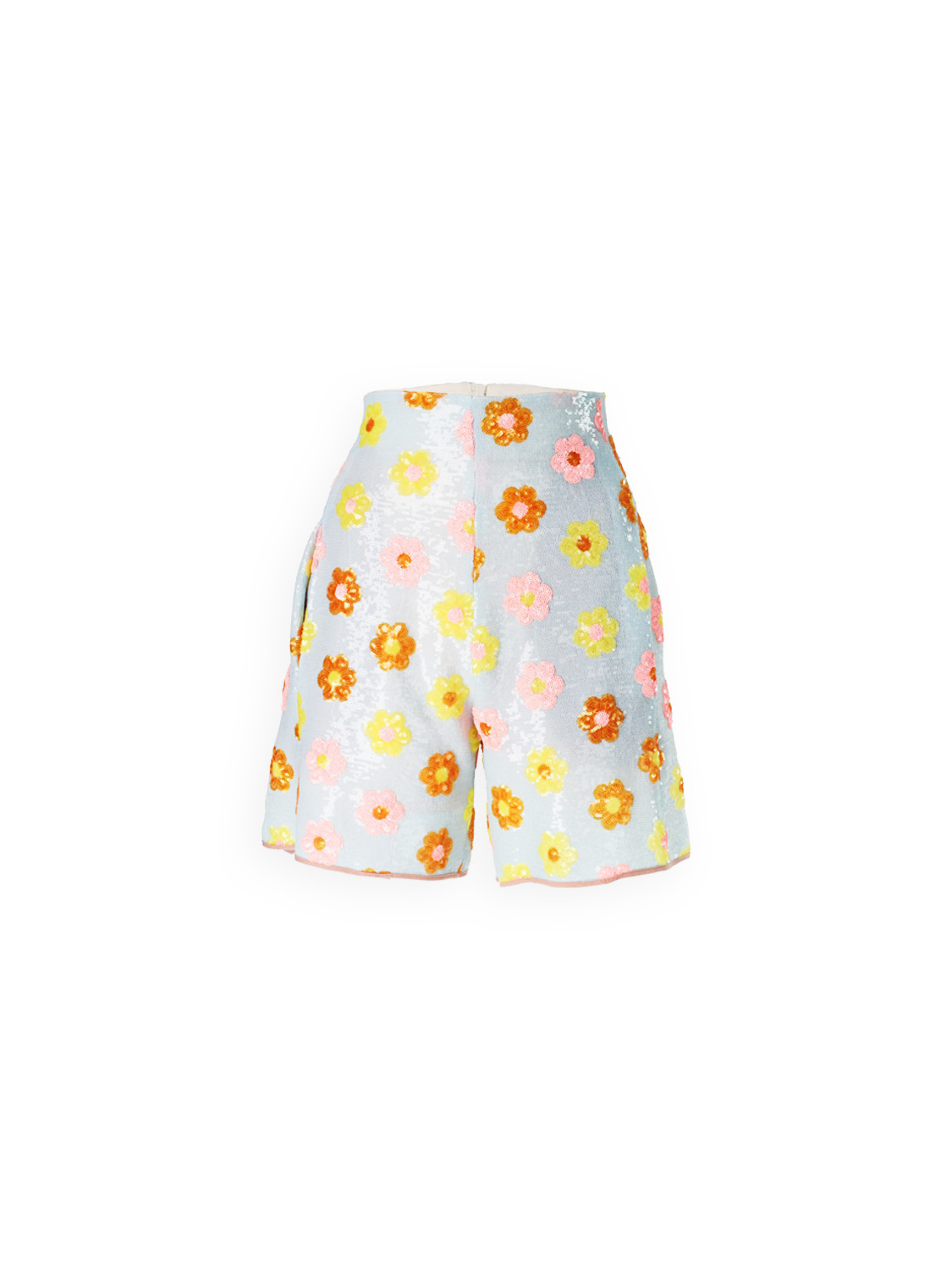 Pailletten-Shorts im Blumen-Design
