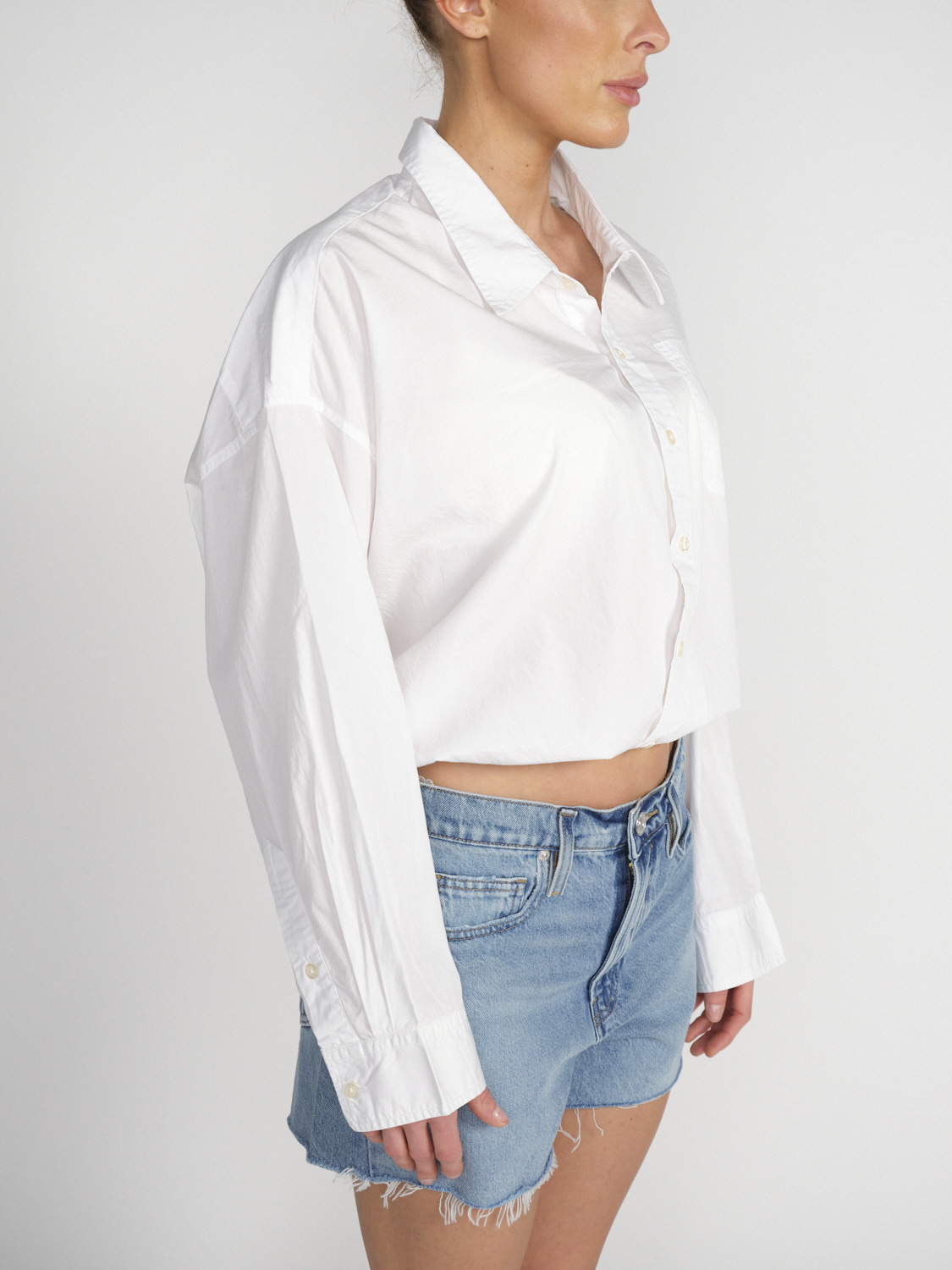 R13 Crossover Bubble – cotton blouse with elastic band  white S
