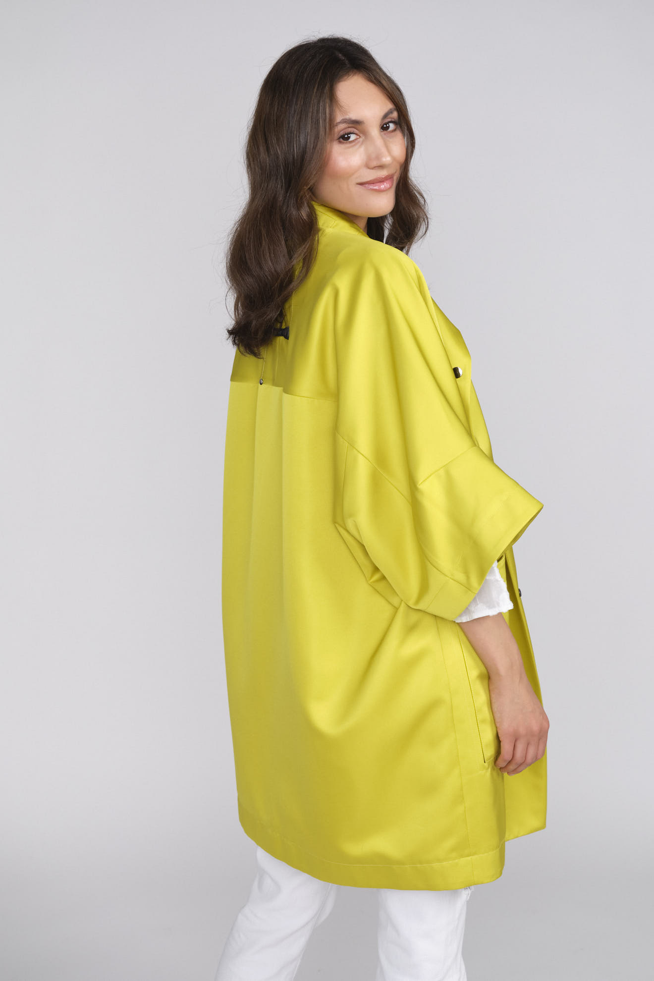 Ahirain Oversized jacket with button placket and stand-up collar yellow XS